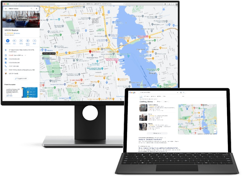 Boston Web Developer - Computer screens with listings
